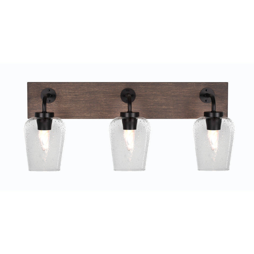 Toltec Oxbridge 1773-mbdw-210 Bath Vanity Light 26 in. wide - Matte Black & Painted Distressed Wood-look