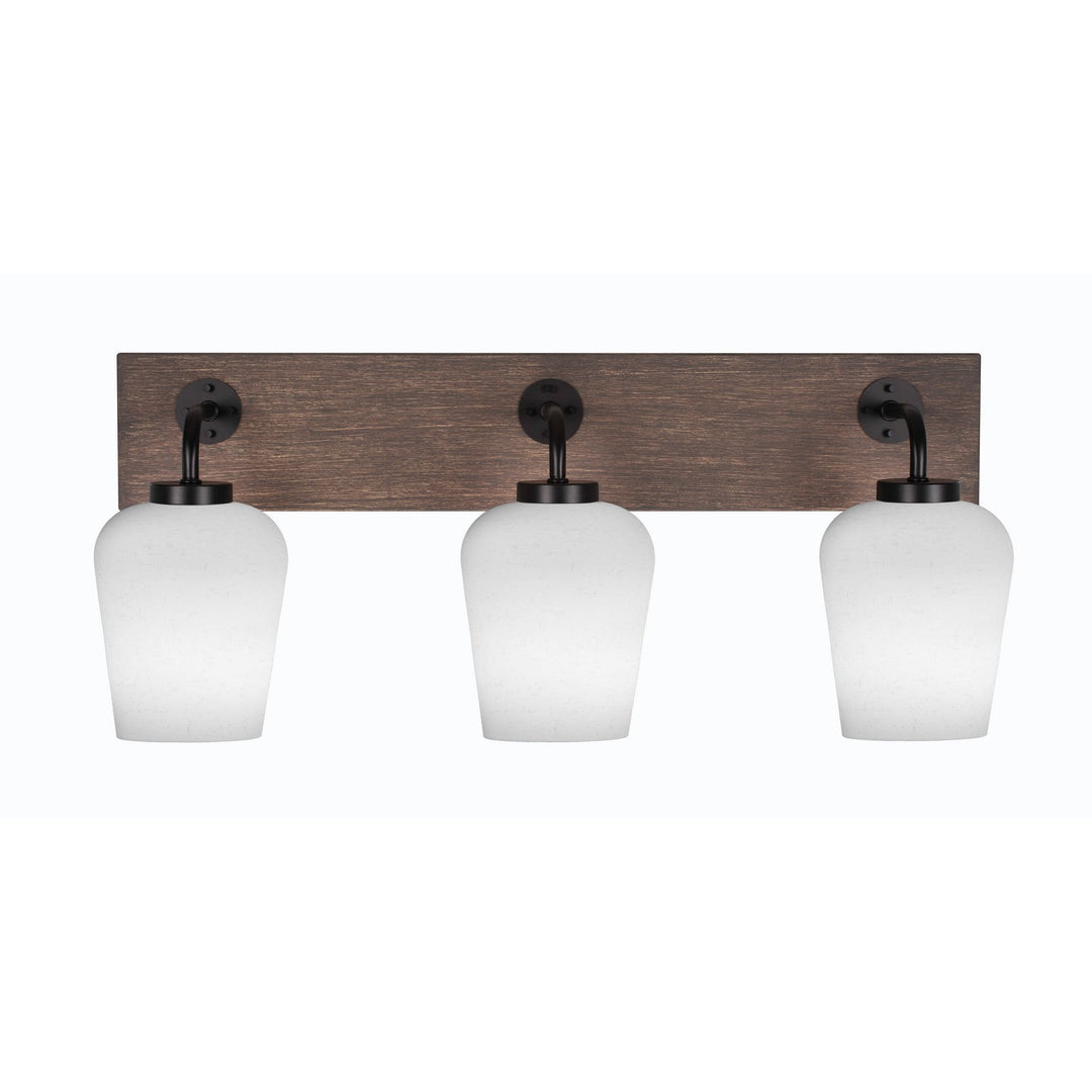 Toltec Oxbridge 1773-mbdw-211 Bath Vanity Light 26 in. wide - Matte Black & Painted Distressed Wood-look