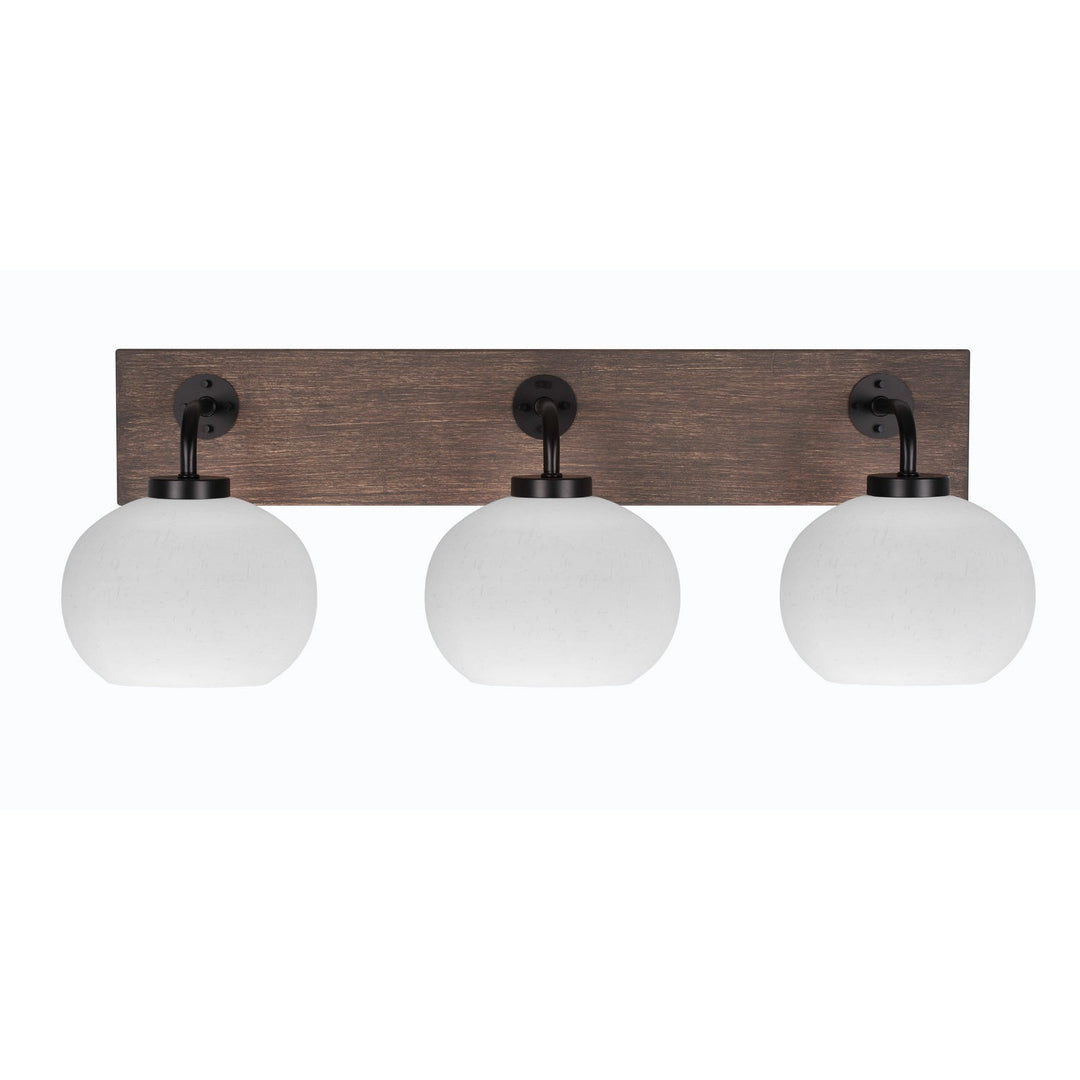 Toltec Oxbridge 1773-mbdw-212 Bath Vanity Light 28 in. wide - Matte Black & Painted Distressed Wood-look