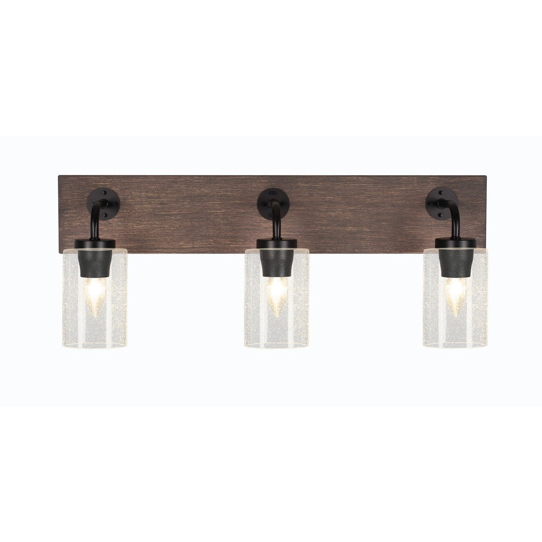 Toltec Oxbridge 1773-mbdw-300 Bath Vanity Light 26 in. wide - Matte Black & Painted Distressed Wood-look