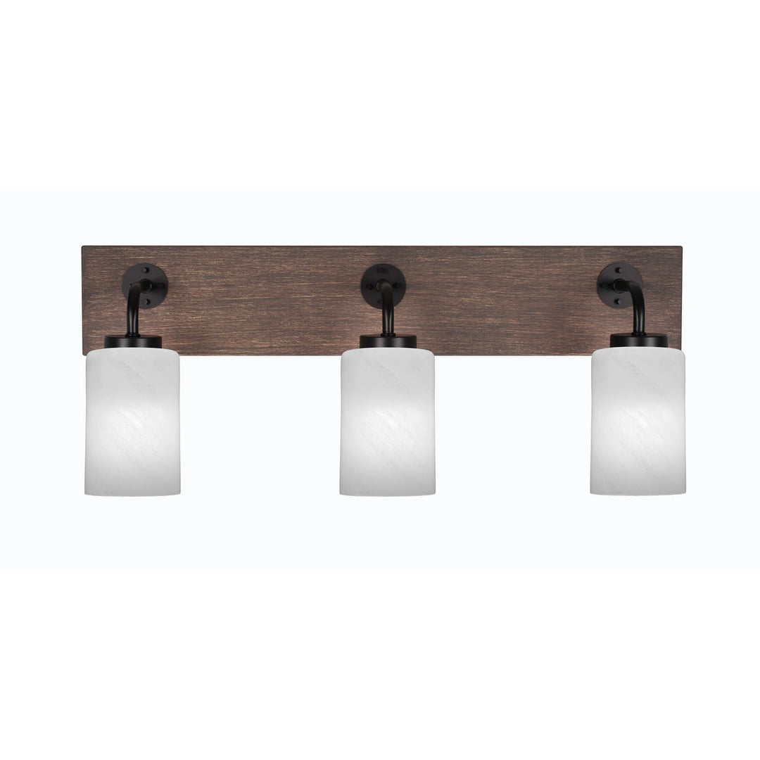 Toltec Oxbridge 1773-mbdw-3001 Bath Vanity Light 26 in. wide - Matte Black & Painted Distressed Wood-look