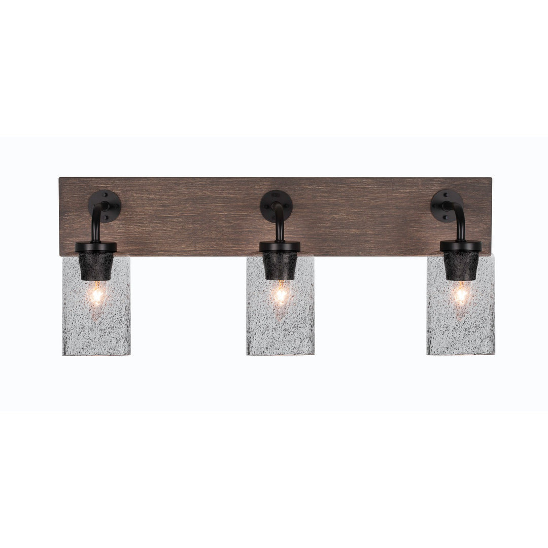 Toltec Oxbridge 1773-mbdw-3002 Bath Vanity Light 26 in. wide - Matte Black & Painted Distressed Wood-look