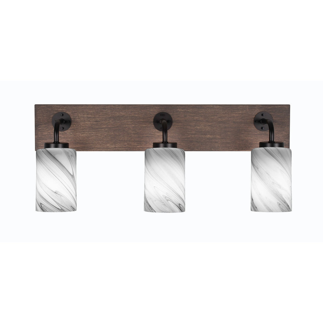 Toltec Oxbridge 1773-mbdw-3009 Bath Vanity Light 26 in. wide - Matte Black & Painted Distressed Wood-look