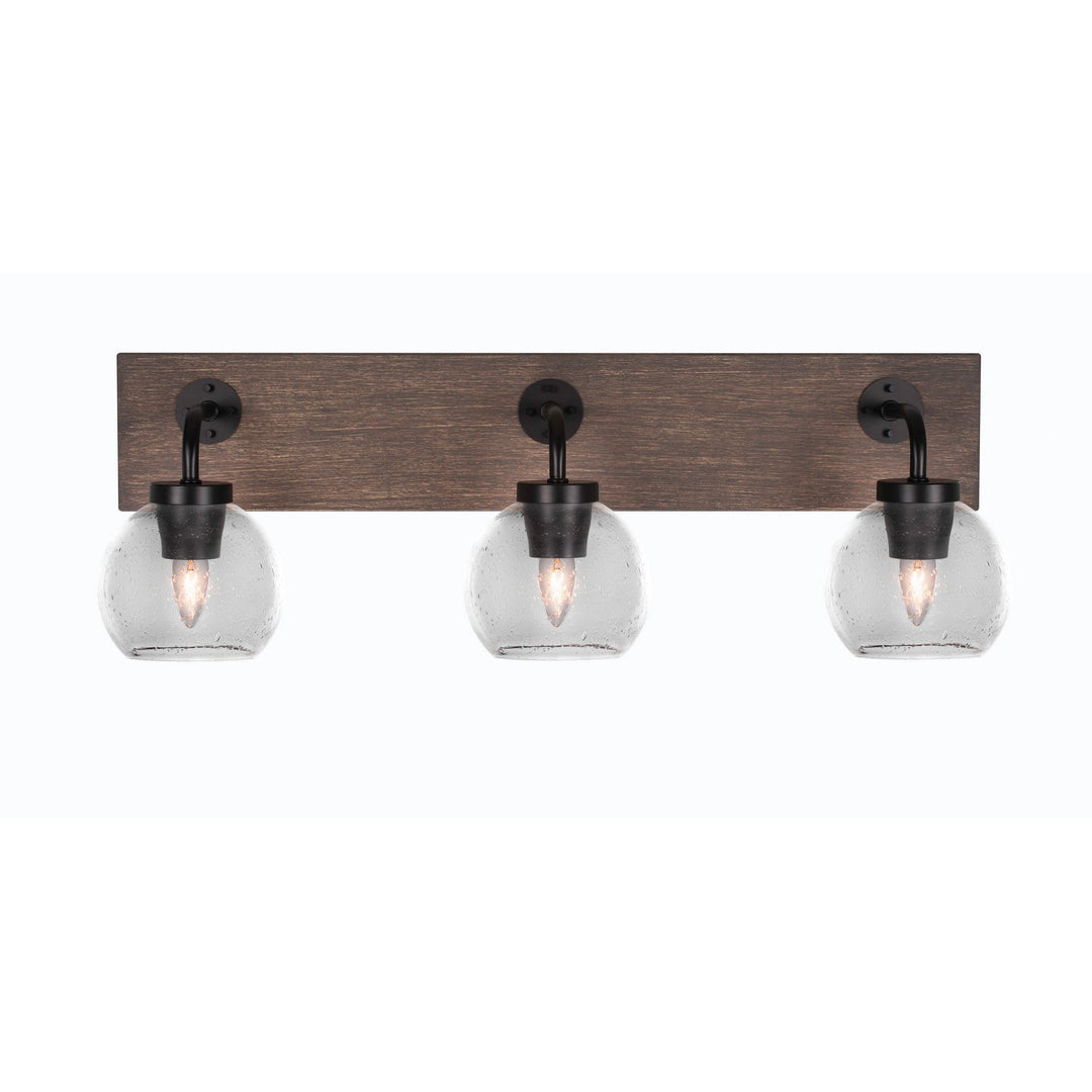 Toltec Oxbridge 1773-mbdw-4100 Bath Vanity Light 26 in. wide - Matte Black & Painted Distressed Wood-look