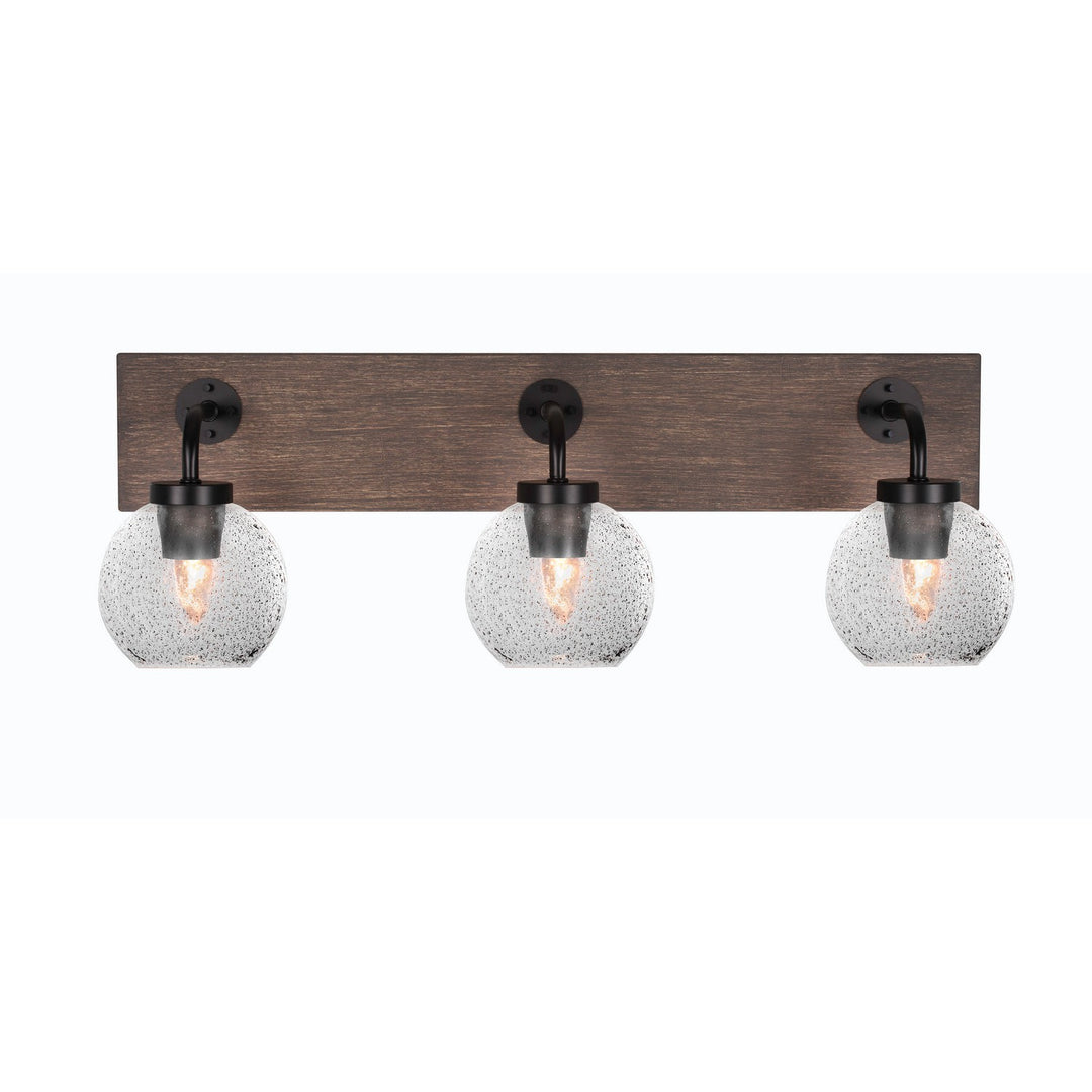 Toltec Oxbridge 1773-mbdw-4102 Bath Vanity Light 26 in. wide - Matte Black & Painted Distressed Wood-look