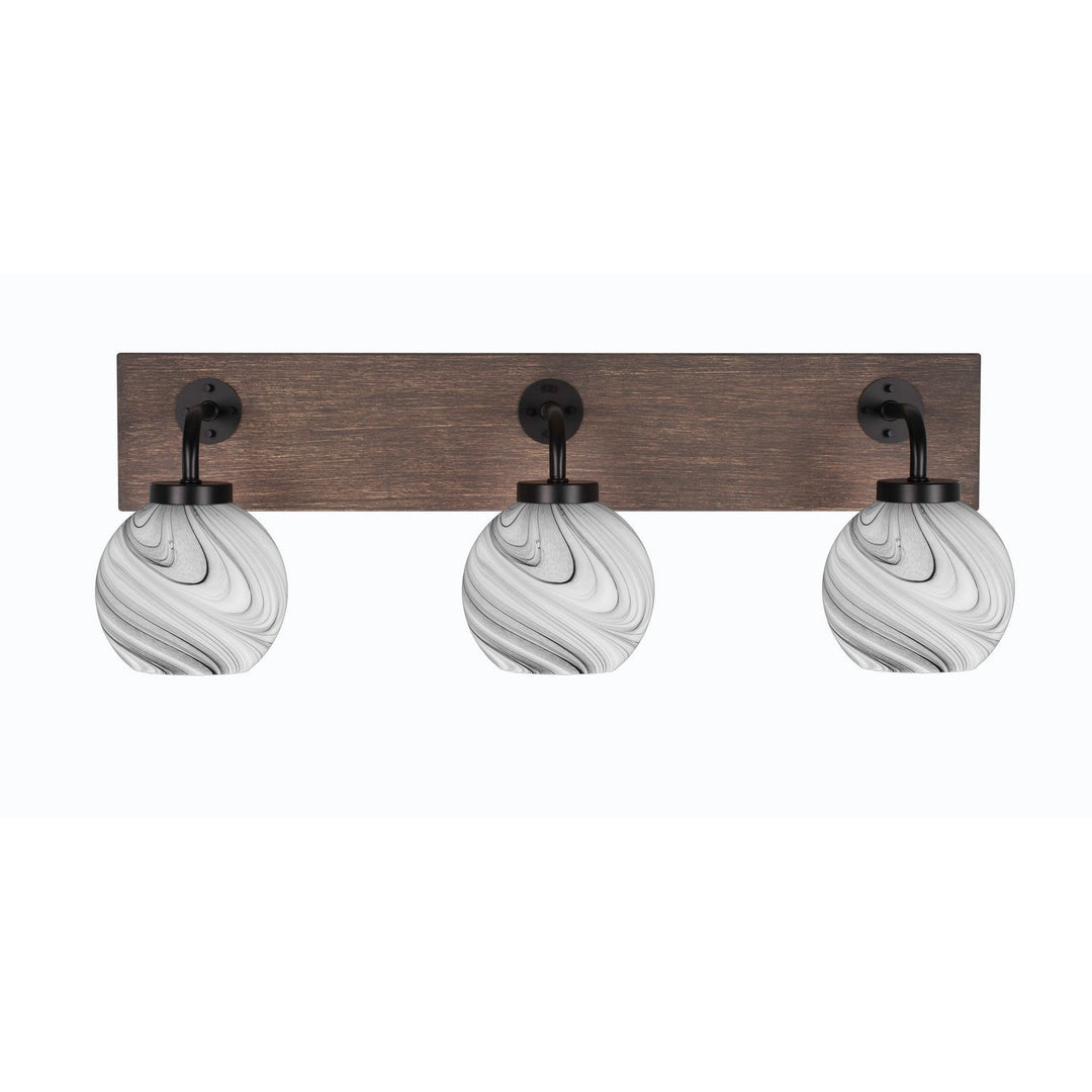 Toltec Oxbridge 1773-mbdw-4109 Bath Vanity Light 26 in. wide - Matte Black & Painted Distressed Wood-look