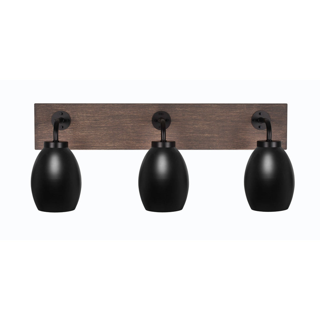 Toltec Oxbridge 1773-mbdw-426-mb Bath Vanity Light 26 in. wide - Matte Black & Painted Distressed Wood-look