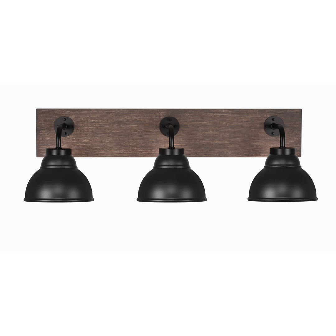 Toltec Oxbridge 1773-mbdw-427-mb Bath Vanity Light 28 in. wide - Matte Black & Painted Distressed Wood-look