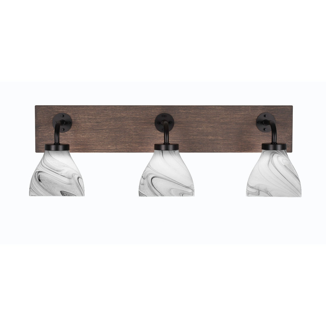 Toltec Oxbridge 1773-mbdw-4769 Bath Vanity Light 27 in. wide - Matte Black & Painted Distressed Wood-look