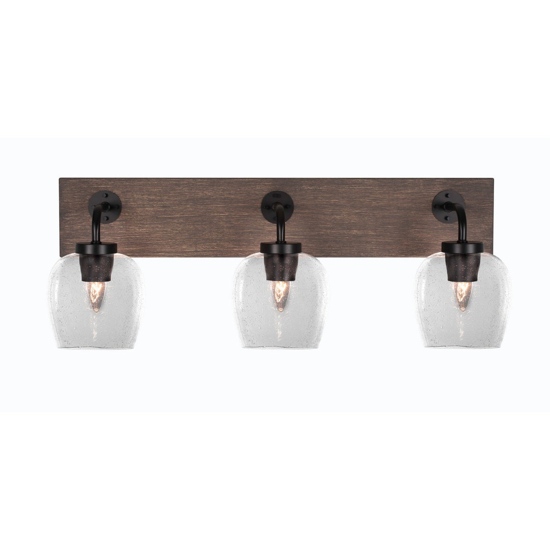 Toltec Oxbridge 1773-mbdw-4810 Bath Vanity Light 27 in. wide - Matte Black & Painted Distressed Wood-look