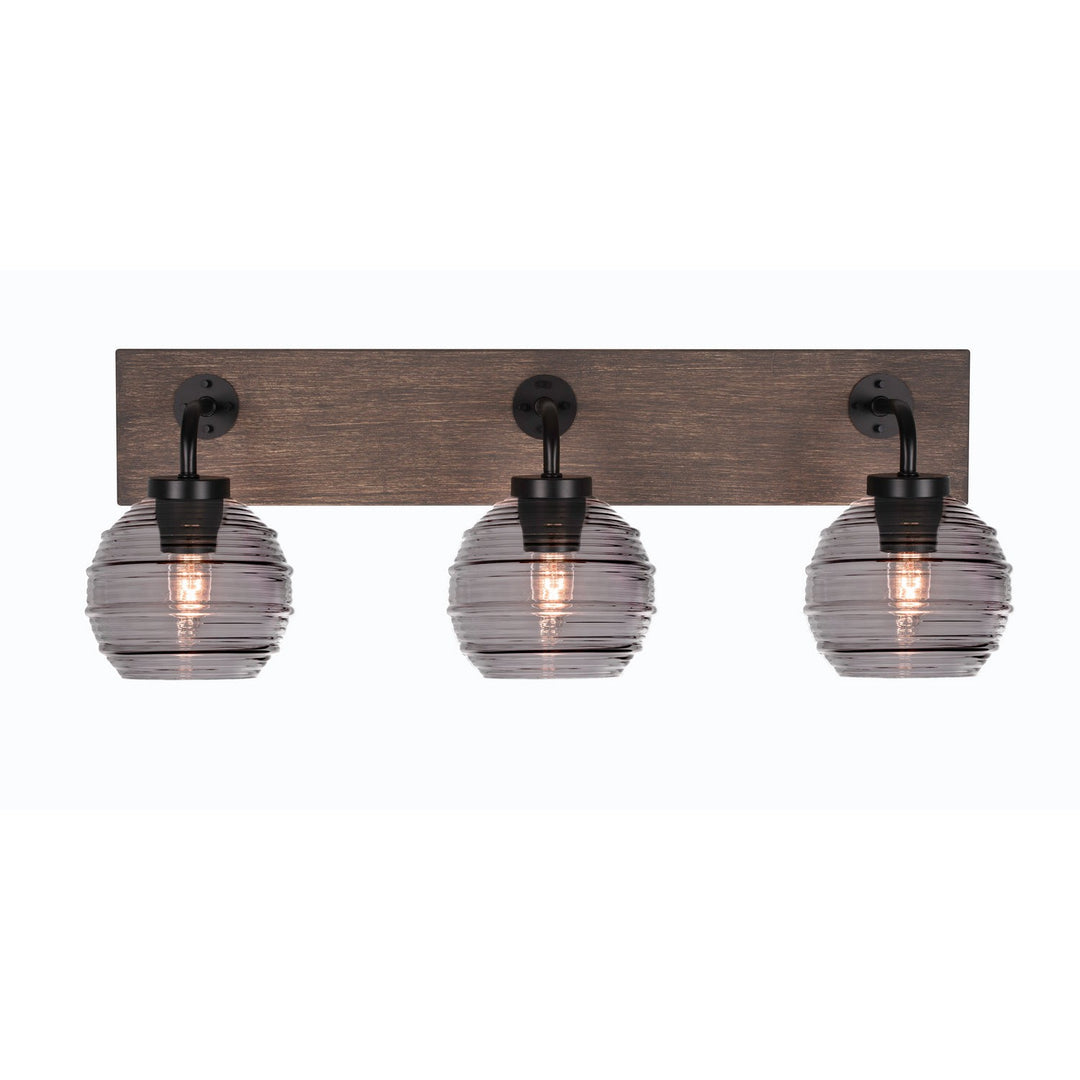 Toltec Oxbridge 1773-mbdw-5112 Bath Vanity Light 27 in. wide - Matte Black & Painted Distressed Wood-look