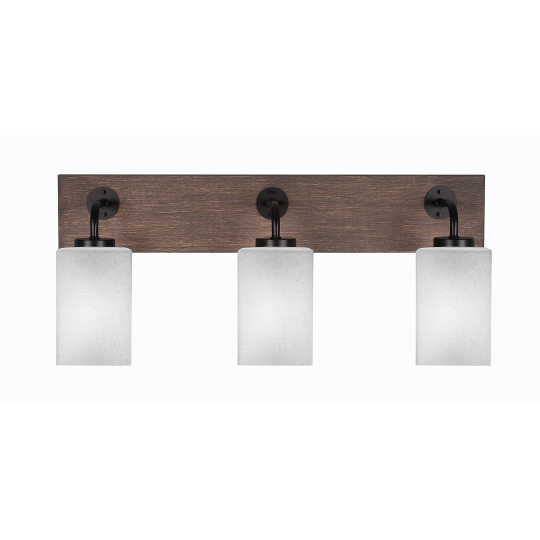 Toltec Oxbridge 1773-mbdw-531 Bath Vanity Light 26 in. wide - Matte Black & Painted Distressed Wood-look