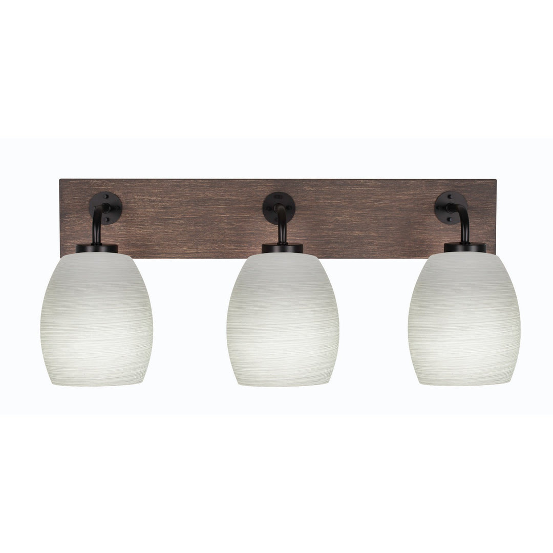 Toltec Oxbridge 1773-mbdw-615 Bath Vanity Light 26 in. wide - Matte Black & Painted Distressed Wood-look