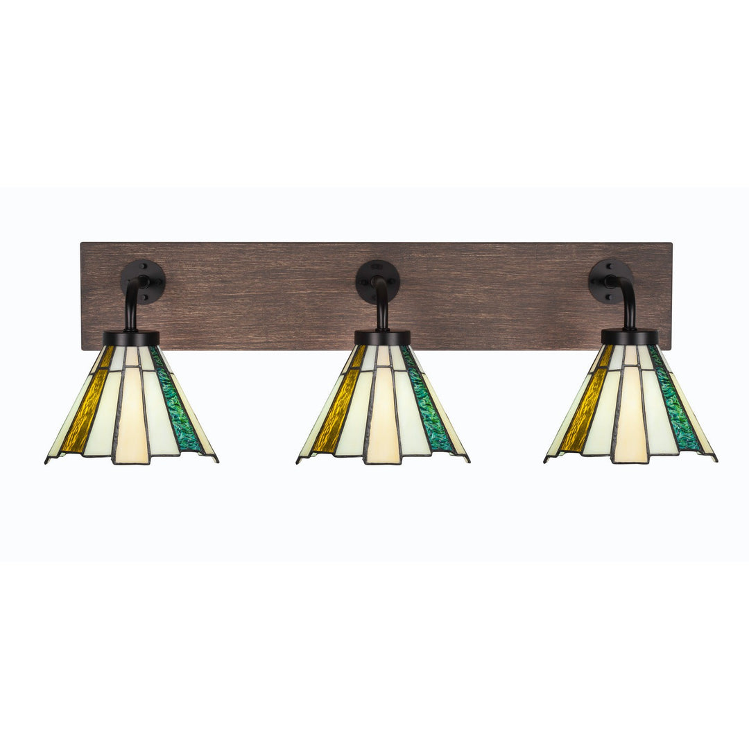 Toltec Oxbridge 1773-mbdw-9335 Bath Vanity Light 28 in. wide - Matte Black & Painted Distressed Wood-look