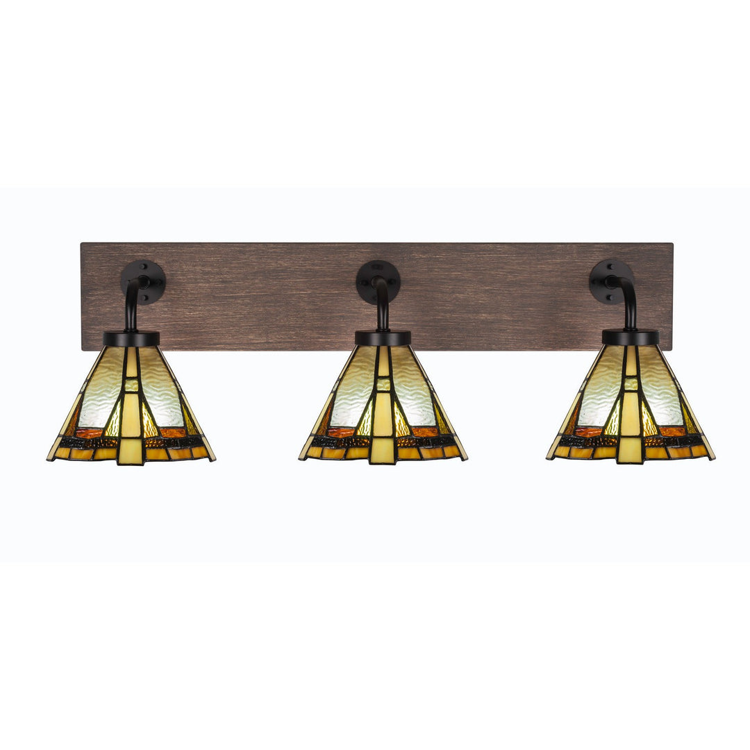 Toltec Oxbridge 1773-mbdw-9345 Bath Vanity Light 28 in. wide - Matte Black & Painted Distressed Wood-look