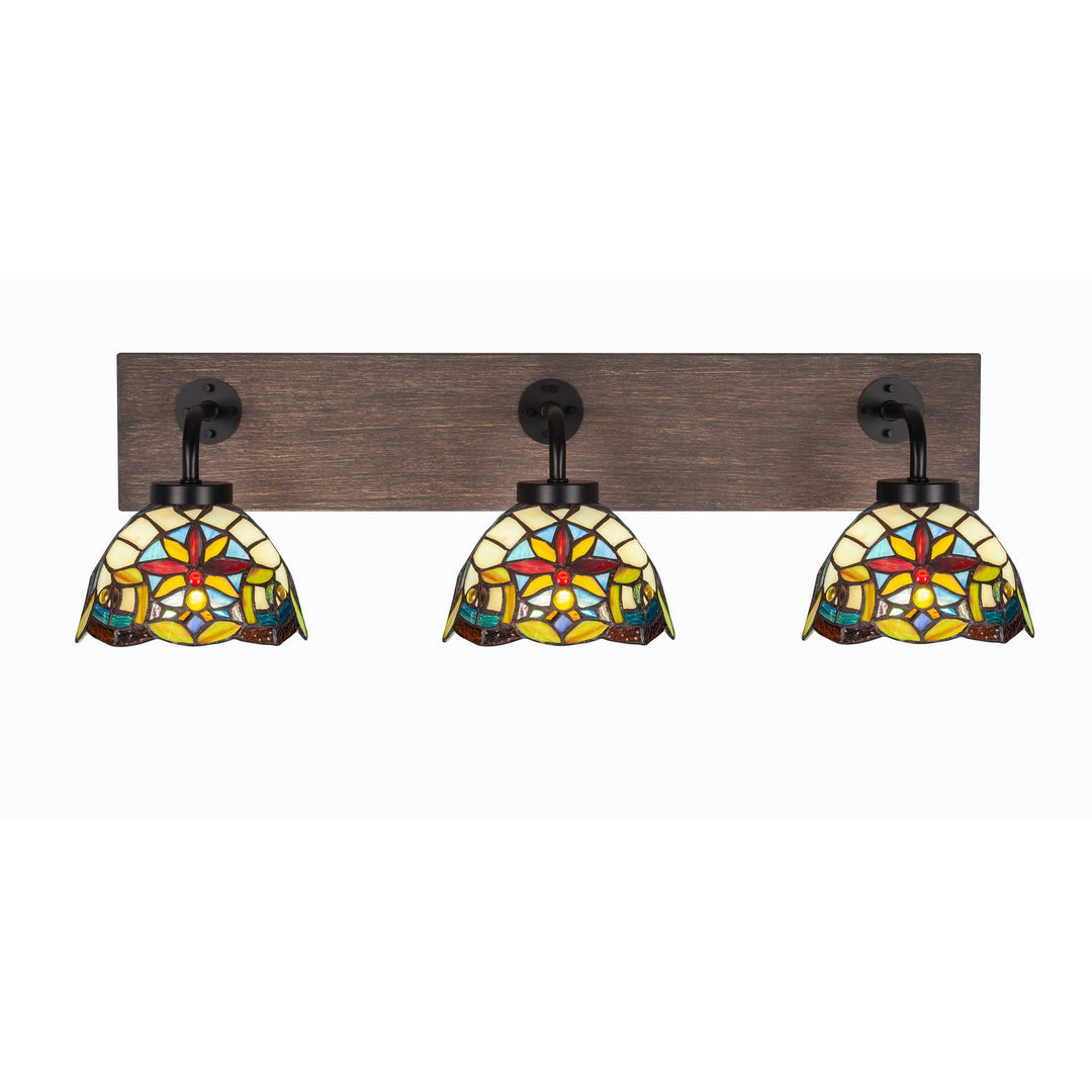 Toltec Oxbridge 1773-mbdw-9365 Bath Vanity Light 28 in. wide - Matte Black & Painted Distressed Wood-look
