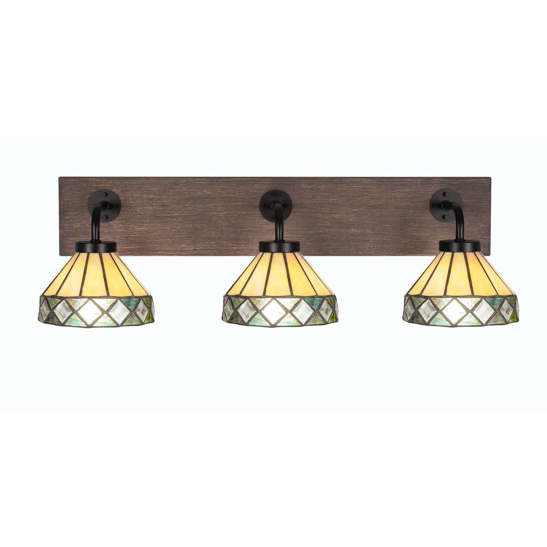Toltec Oxbridge 1773-mbdw-9405 Bath Vanity Light 28 in. wide - Matte Black & Painted Distressed Wood-look