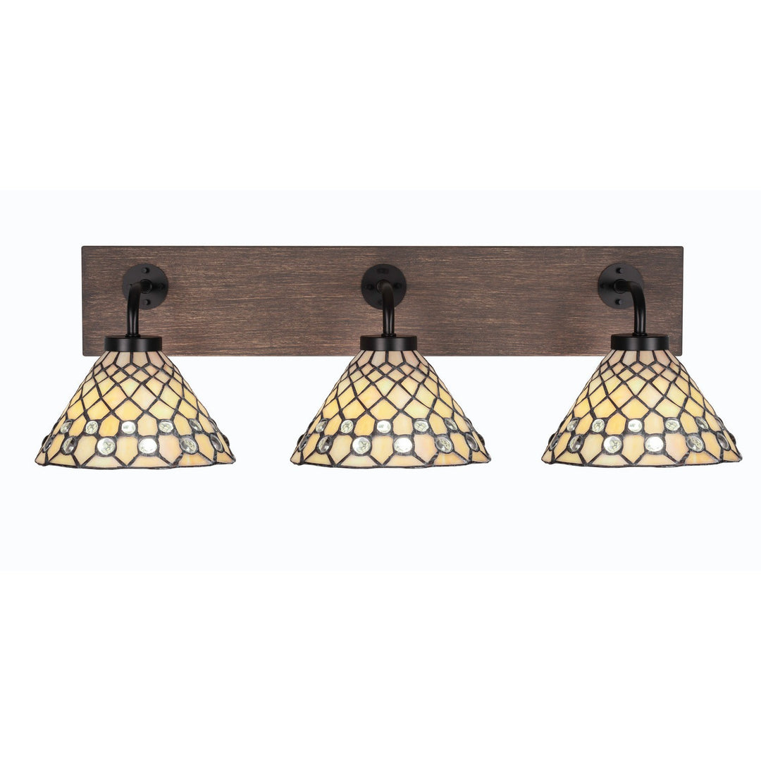 Toltec Oxbridge 1773-mbdw-9415 Bath Vanity Light 28 in. wide - Matte Black & Painted Distressed Wood-look