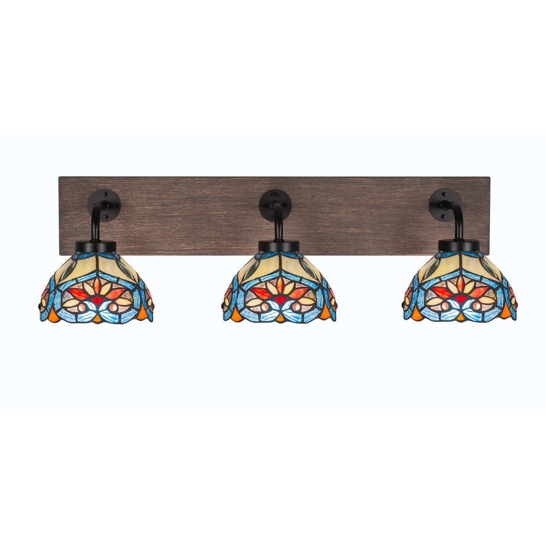 Toltec Oxbridge 1773-mbdw-9425 Bath Vanity Light 28 in. wide - Matte Black & Painted Distressed Wood-look