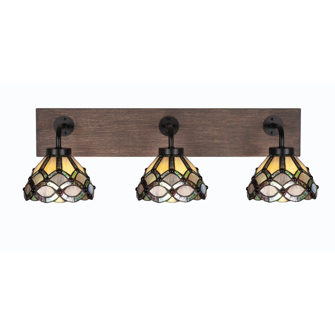 Toltec Oxbridge 1773-mbdw-9435 Bath Vanity Light 28 in. wide - Matte Black & Painted Distressed Wood-look