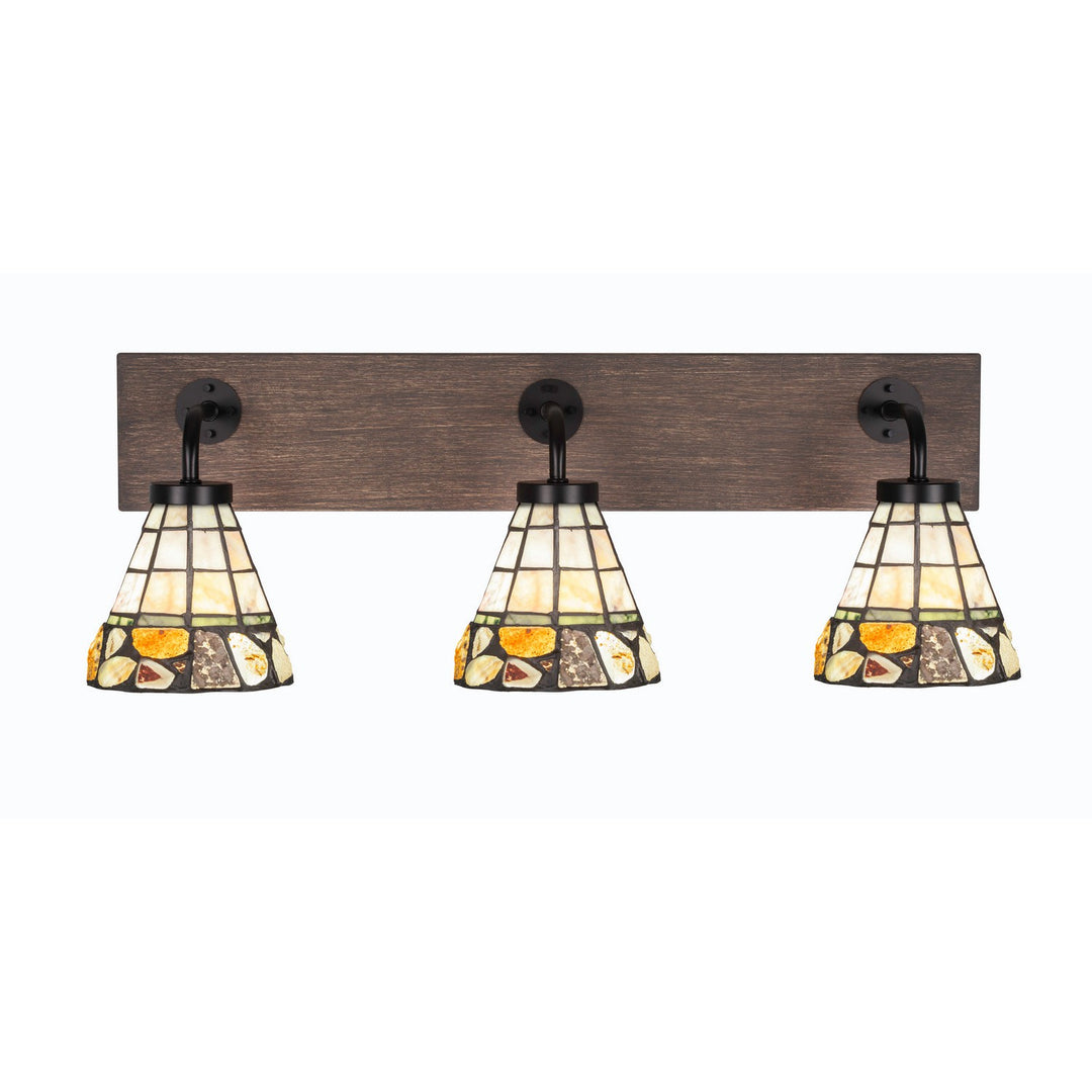 Toltec Oxbridge 1773-mbdw-9735 Bath Vanity Light 26 in. wide - Matte Black & Painted Distressed Wood-look