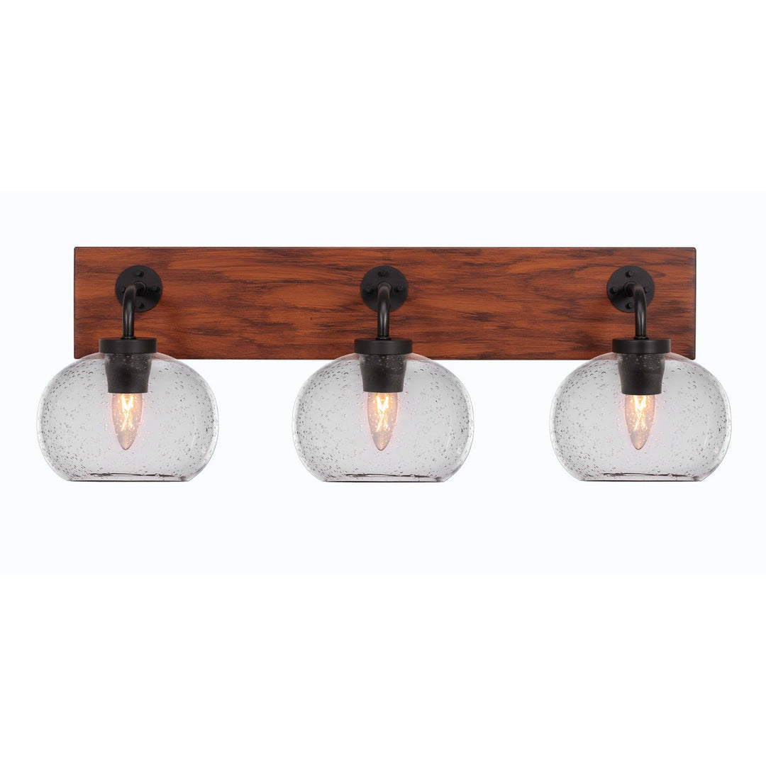 Toltec Oxbridge 1773-mbwg-202 Bath Vanity Light 28 in. wide - Matte Black & Painted Wood-look