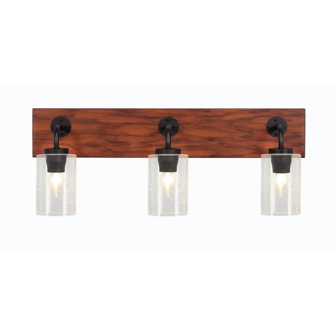 Toltec Oxbridge 1773-mbwg-300 Bath Vanity Light 26 in. wide - Matte Black & Painted Wood-look