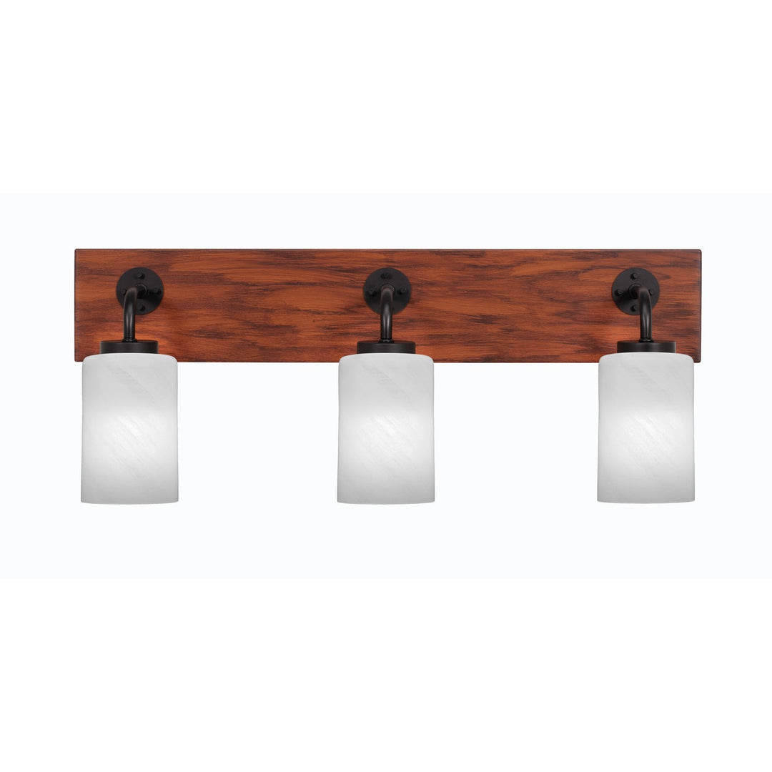 Toltec Oxbridge 1773-mbwg-3001 Bath Vanity Light 26 in. wide - Matte Black & Painted Wood-look