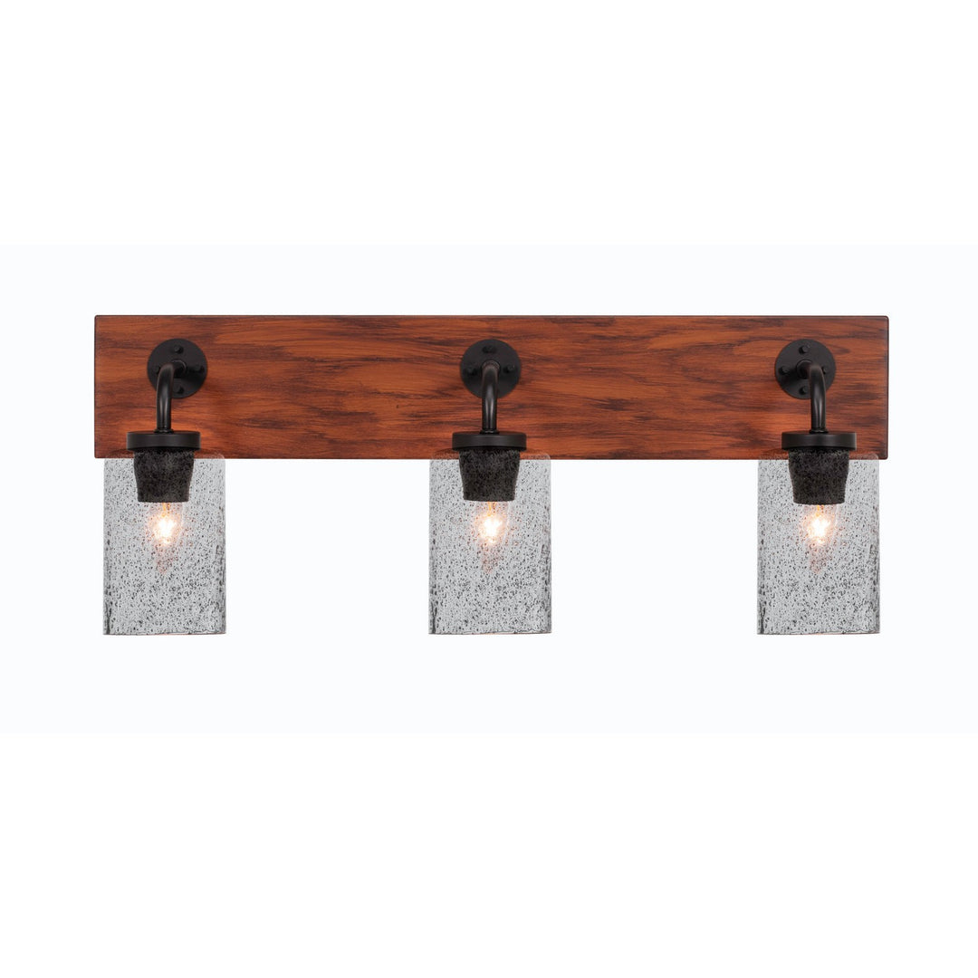 Toltec Oxbridge 1773-mbwg-3002 Bath Vanity Light 26 in. wide - Matte Black & Painted Wood-look