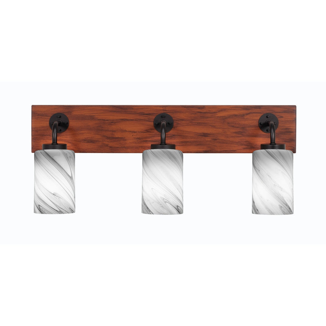 Toltec Oxbridge 1773-mbwg-3009 Bath Vanity Light 26 in. wide - Matte Black & Painted Wood-look