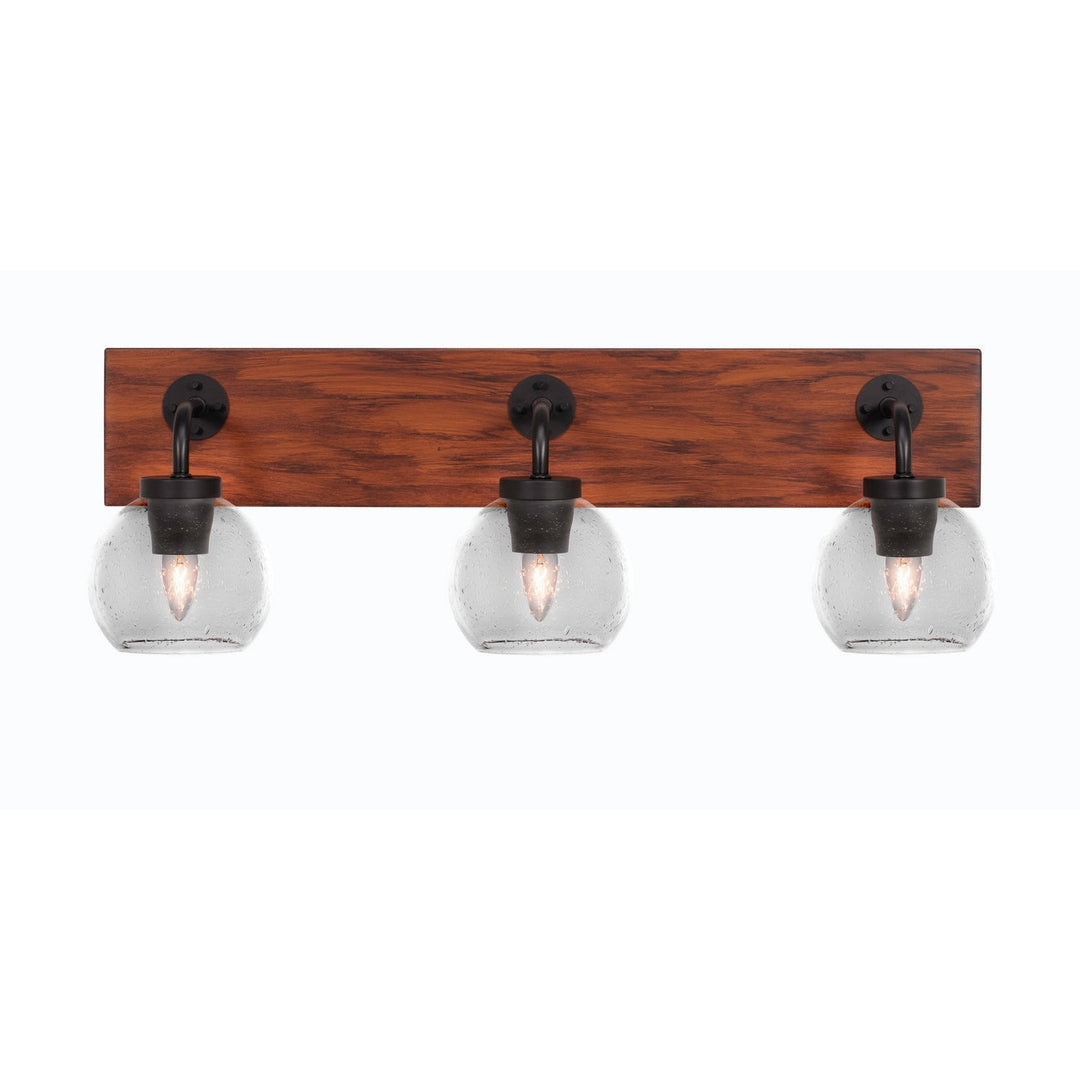 Toltec Oxbridge 1773-mbwg-4100 Bath Vanity Light 26 in. wide - Matte Black & Painted Wood-look