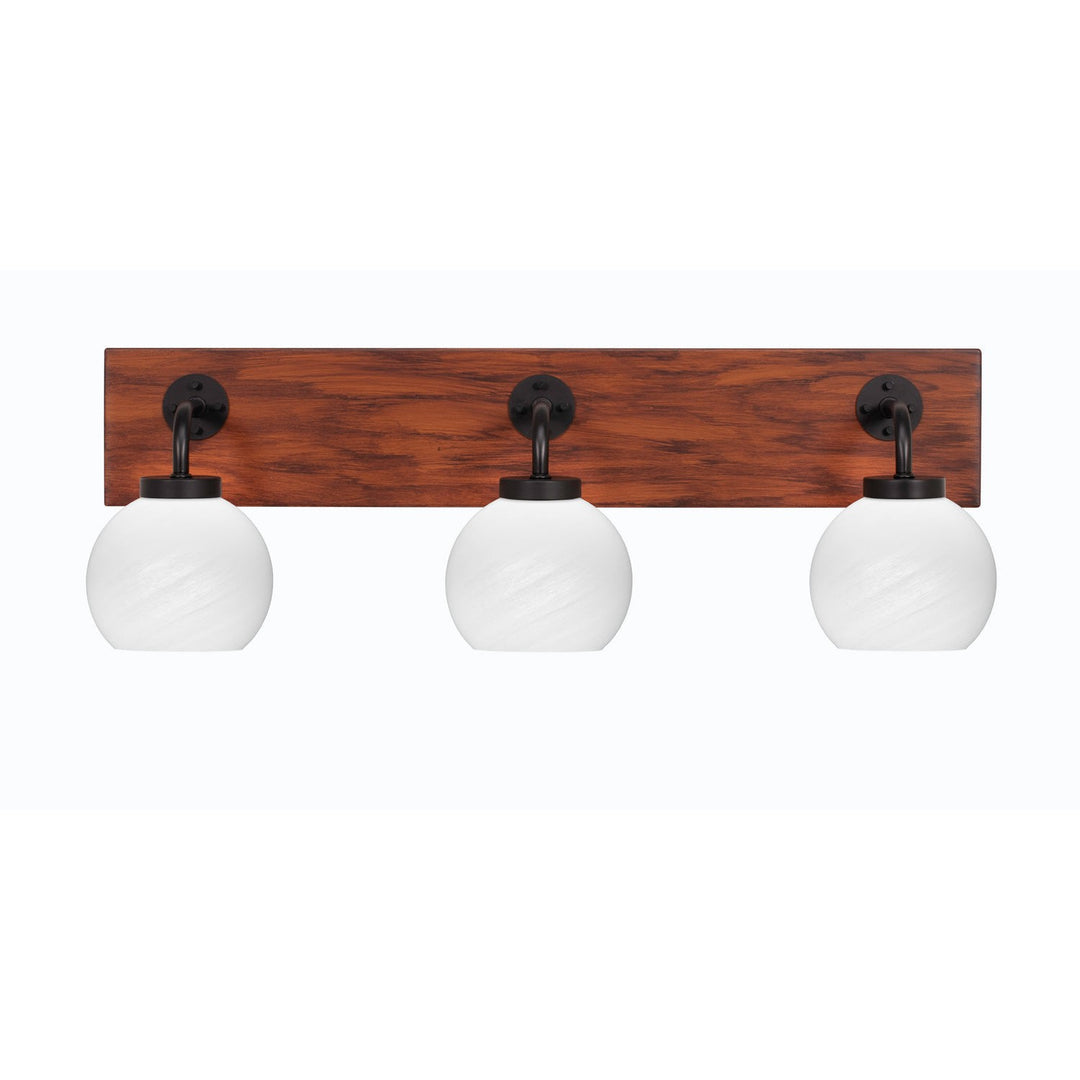 Toltec Oxbridge 1773-mbwg-4101 Bath Vanity Light 26 in. wide - Matte Black & Painted Wood-look