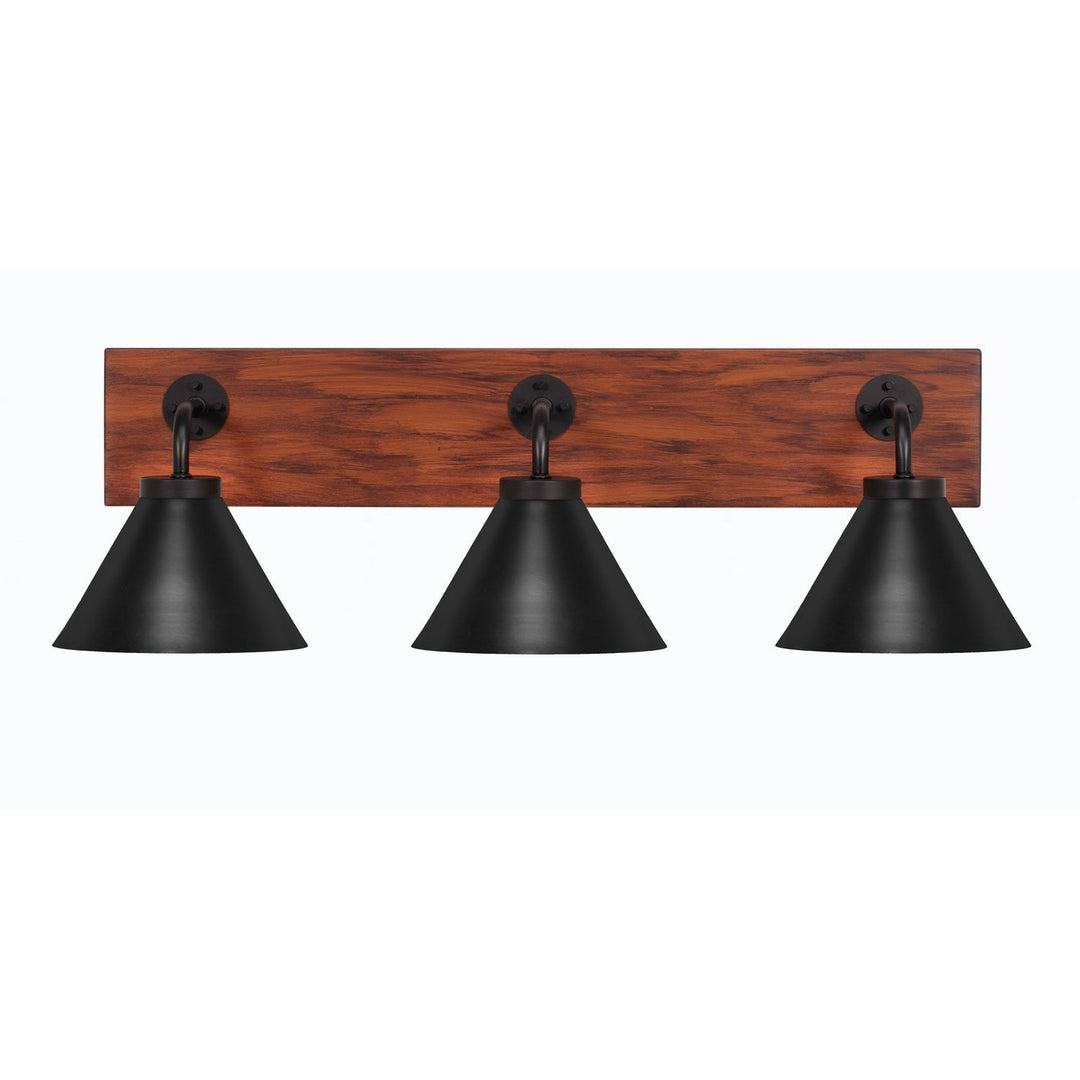 Toltec Oxbridge 1773-mbwg-421-mb Bath Vanity Light 28 in. wide - Matte Black & Painted Wood-look