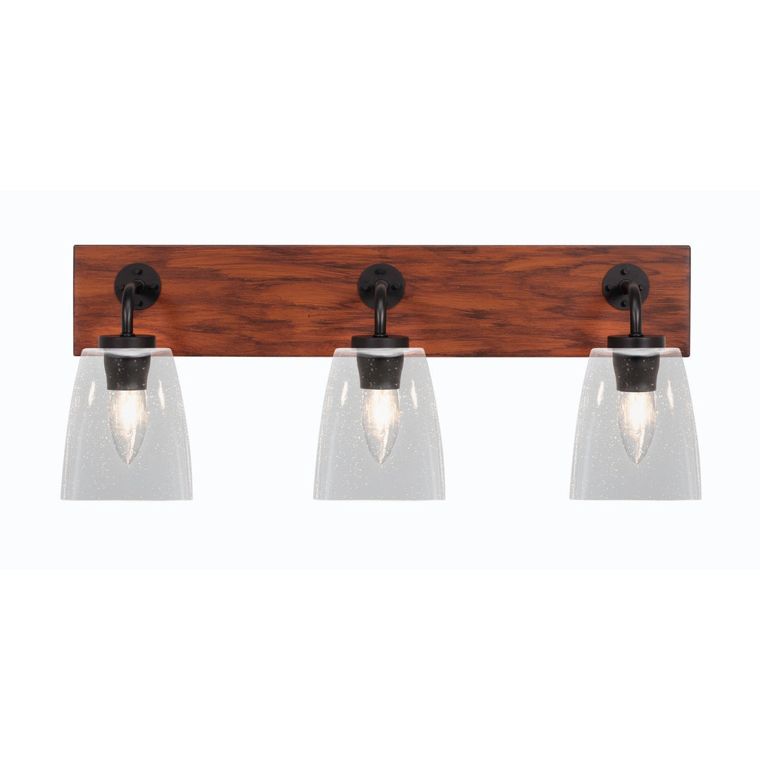 Toltec Oxbridge 1773-mbwg-461 Bath Vanity Light 26 in. wide - Matte Black & Painted Wood-look