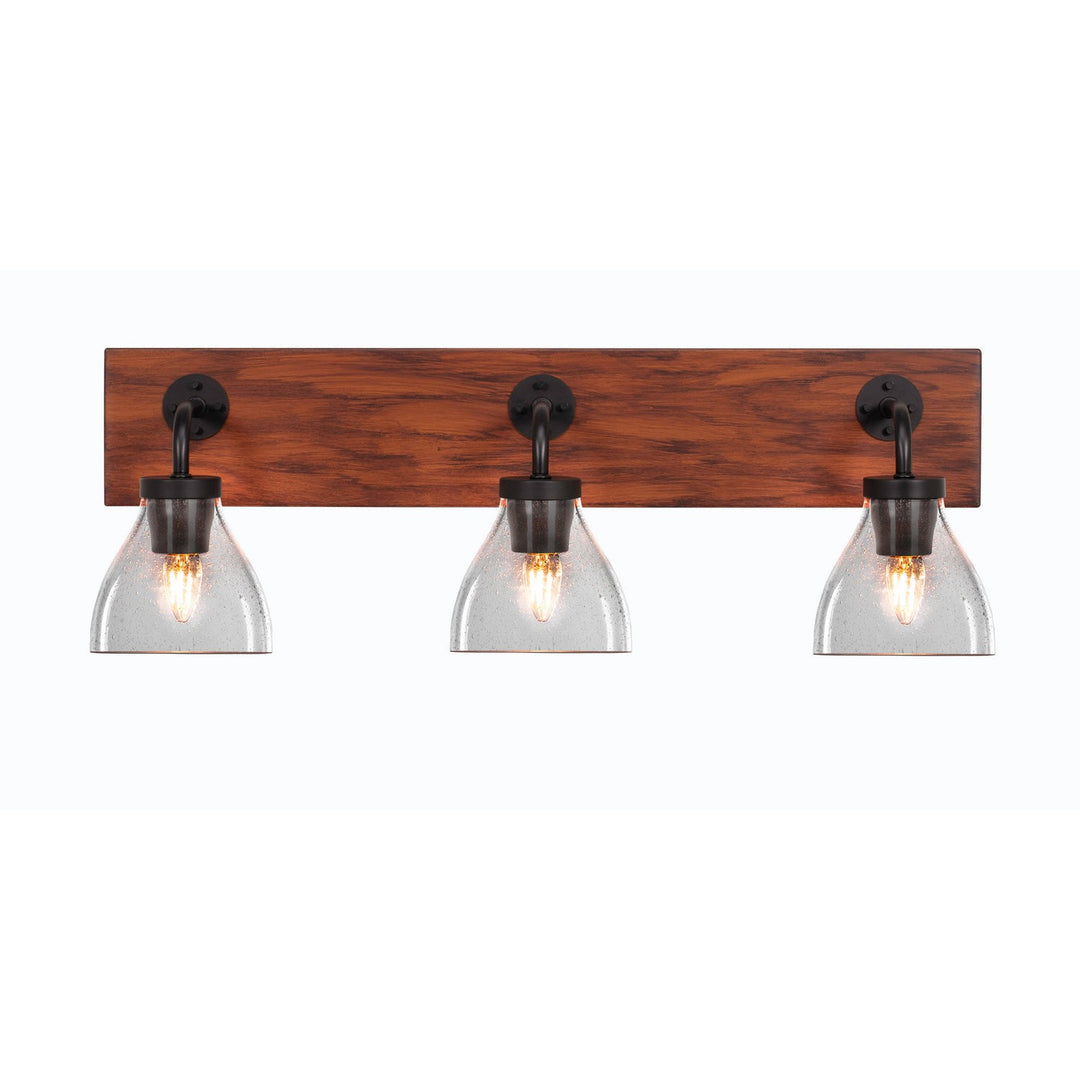 Toltec Oxbridge 1773-mbwg-4760 Bath Vanity Light 27 in. wide - Matte Black & Painted Wood-look