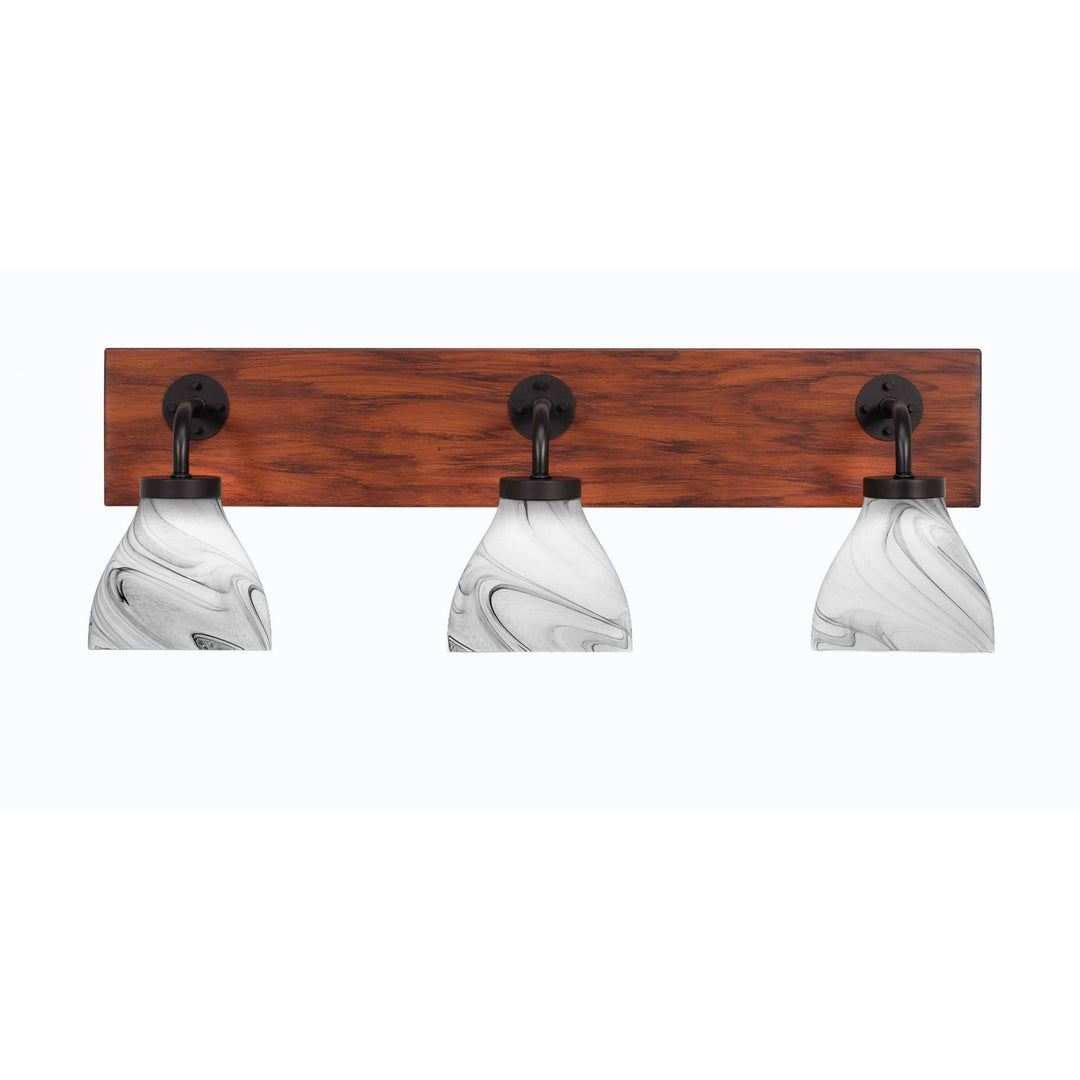 Toltec Oxbridge 1773-mbwg-4769 Bath Vanity Light 27 in. wide - Matte Black & Painted Wood-look
