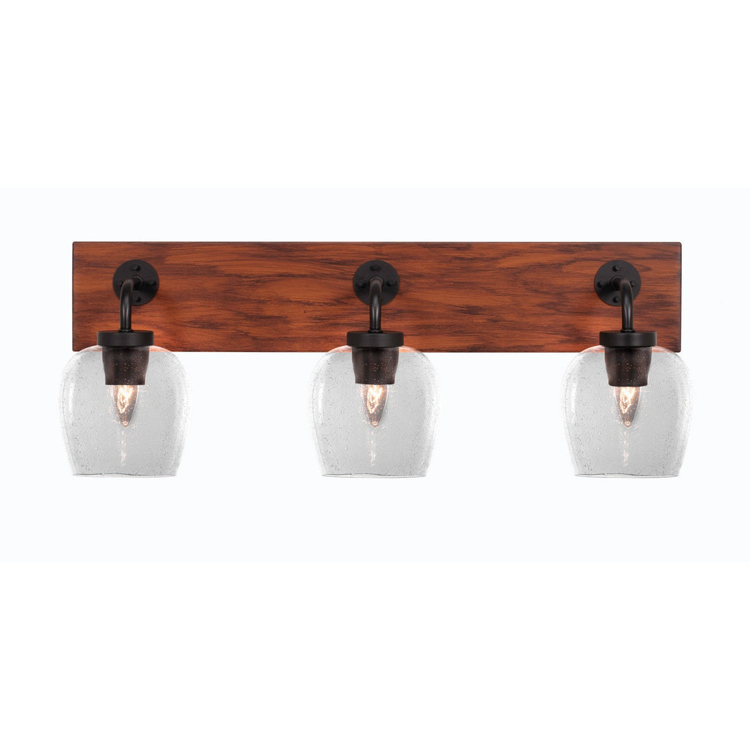 Toltec Oxbridge 1773-mbwg-4810 Bath Vanity Light 27 in. wide - Matte Black & Painted Wood-look