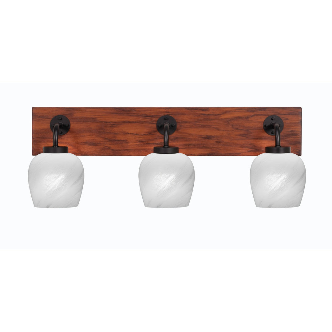 Toltec Oxbridge 1773-mbwg-4811 Bath Vanity Light 27 in. wide - Matte Black & Painted Wood-look
