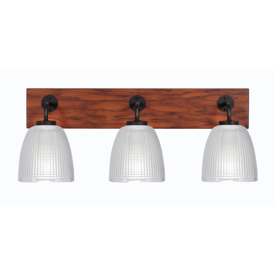 Toltec Oxbridge 1773-mbwg-500 Bath Vanity Light 26 in. wide - Matte Black & Painted Wood-look