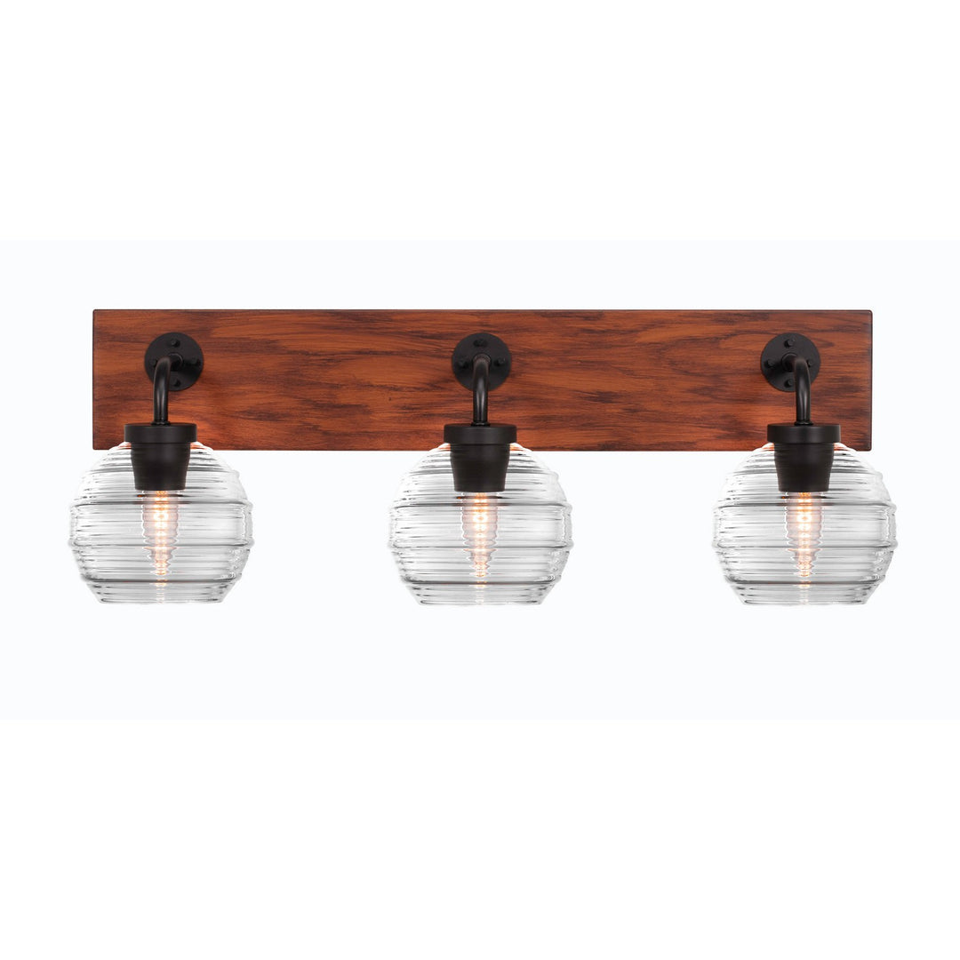 Toltec Oxbridge 1773-mbwg-5110 Bath Vanity Light 27 in. wide - Matte Black & Painted Wood-look