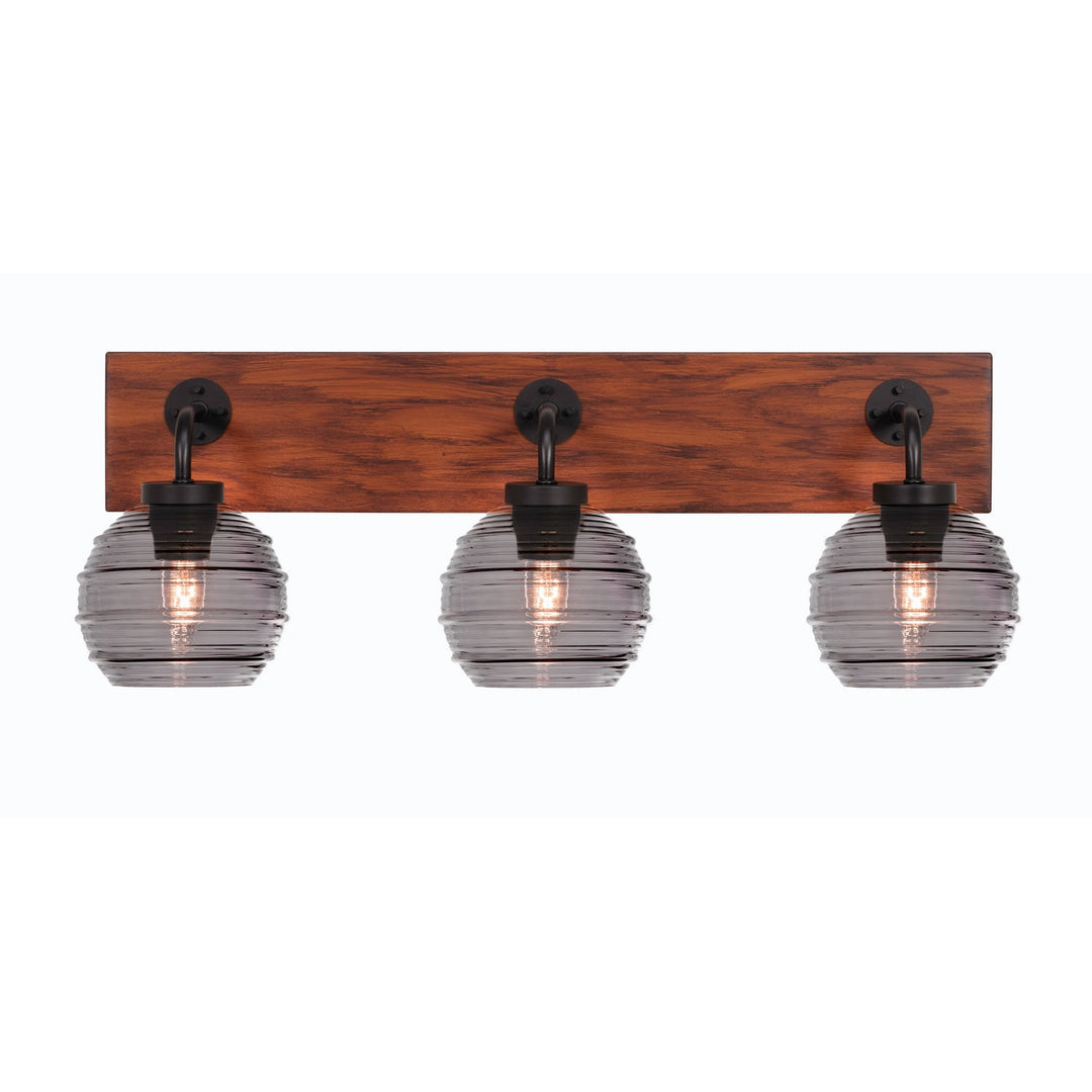Toltec Oxbridge 1773-mbwg-5112 Bath Vanity Light 27 in. wide - Matte Black & Painted Wood-look