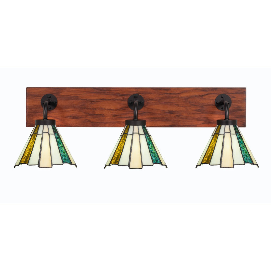 Toltec Oxbridge 1773-mbwg-9335 Bath Vanity Light 28 in. wide - Matte Black & Painted Wood-look