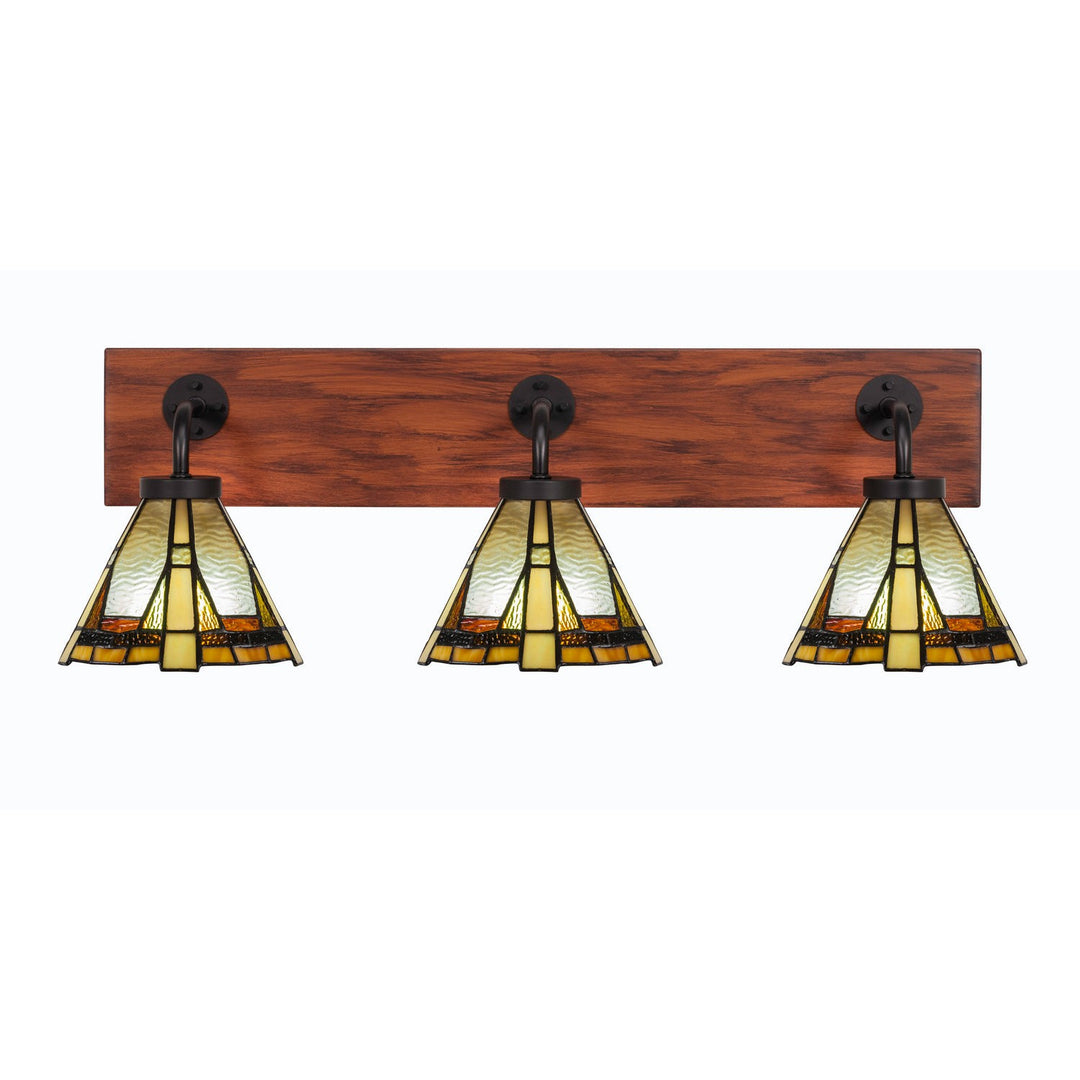 Toltec Oxbridge 1773-mbwg-9345 Bath Vanity Light 28 in. wide - Matte Black & Painted Wood-look