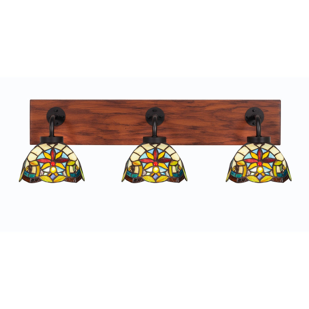 Toltec Oxbridge 1773-mbwg-9365 Bath Vanity Light 28 in. wide - Matte Black & Painted Wood-look