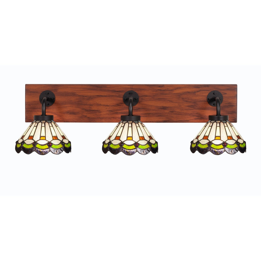 Toltec Oxbridge 1773-mbwg-9395 Bath Vanity Light 28 in. wide - Matte Black & Painted Wood-look