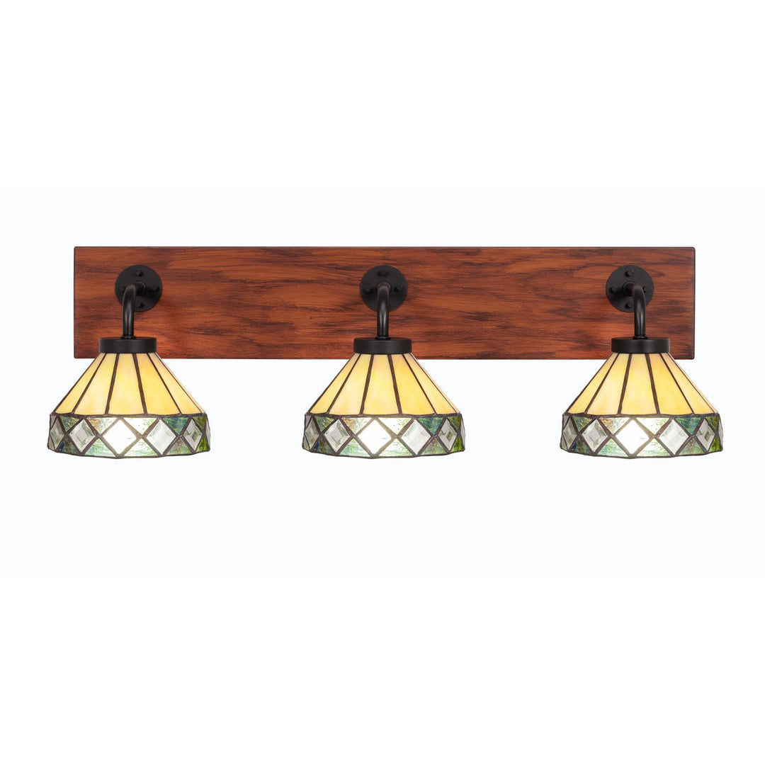 Toltec Oxbridge 1773-mbwg-9405 Bath Vanity Light 28 in. wide - Matte Black & Painted Wood-look