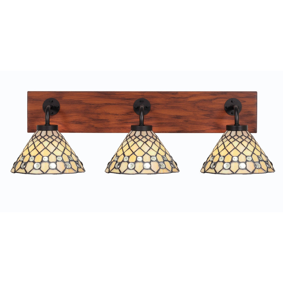 Toltec Oxbridge 1773-mbwg-9415 Bath Vanity Light 28 in. wide - Matte Black & Painted Wood-look
