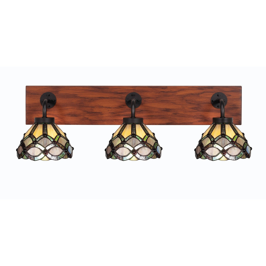 Toltec Oxbridge 1773-mbwg-9435 Bath Vanity Light 28 in. wide - Matte Black & Painted Wood-look