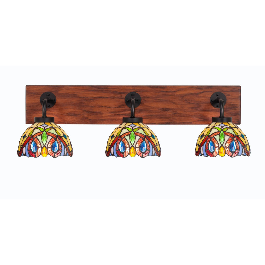Toltec Oxbridge 1773-mbwg-9445 Bath Vanity Light 28 in. wide - Matte Black & Painted Wood-look