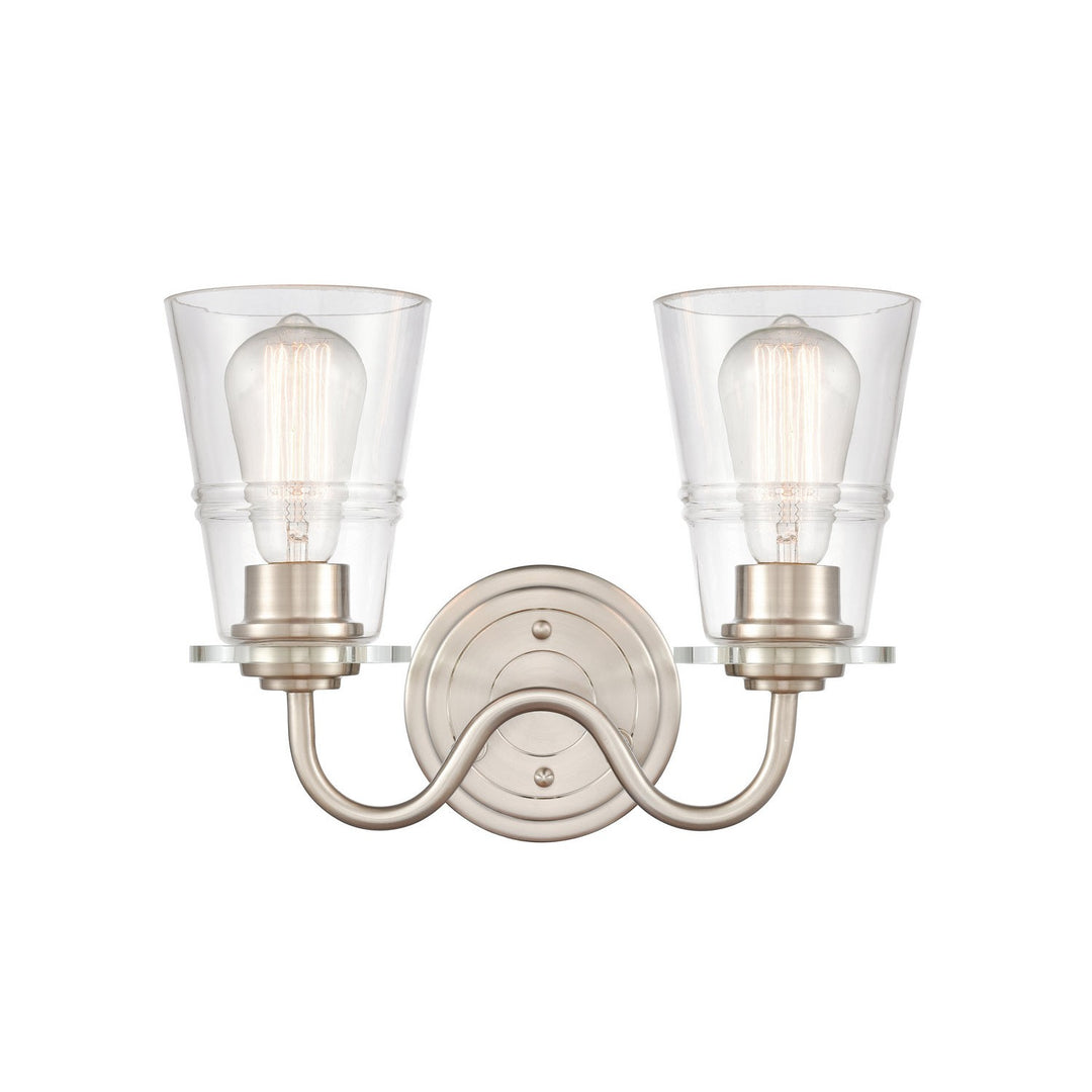 Innovations Auralume 421-2W-SN-CL-LED Bath Vanity Light 14 in. wide - Satin Nickel